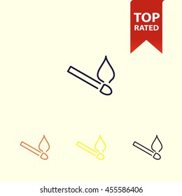 burning match line icon