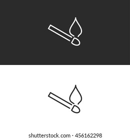 burning match line icon