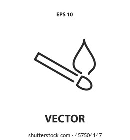 burning match line icon