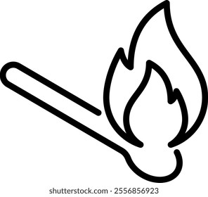 Burning match line icon. Fire outline vector sign. Flame linear style pictogram. Symbol, logo illustration. Editable stroke.