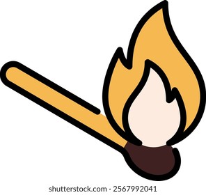 Burning match line icon. Fire outline vector sign. Flame linear style pictogram. Symbol, logo illustration. Editable stroke.