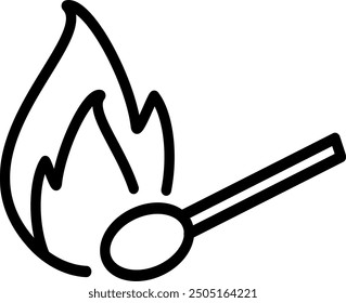 Burning match line icon. Replaceable vector design.