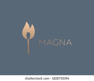 Burning match logo design template. Universal concept fire, flame, burning, danger vector logotype sign minimal style illustration.