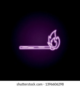 Burning match neon icon. Elements of fireman set. Simple icon for websites, web design, mobile app, info graphics