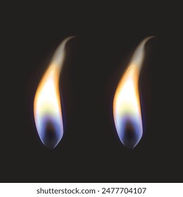 burning match on black background