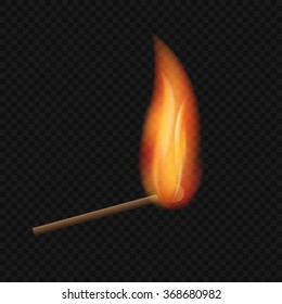 Burning match on a black background