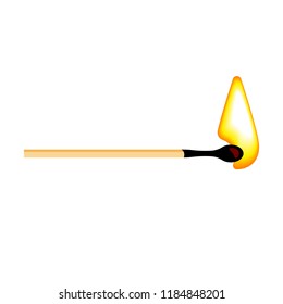 Burning match on a white background. Vector illustration.