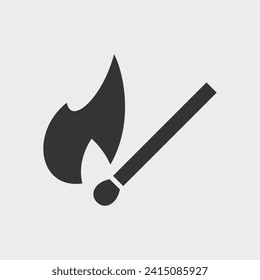 Burning match. Open fire. Simple shape vector icon