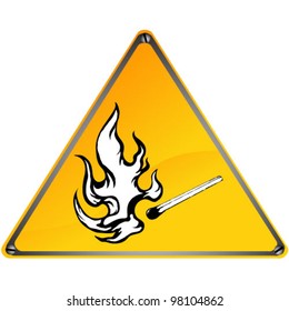 Burning match sign on a white background, vector illustration