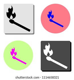 burning match. simple flat vector icon illustration on four different color backgrounds