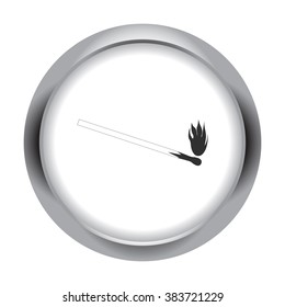 Burning match  simple icon  on round background