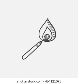 Burning match  sketch icon for web, mobile and infographics. Hand drawn vector isolated icon.