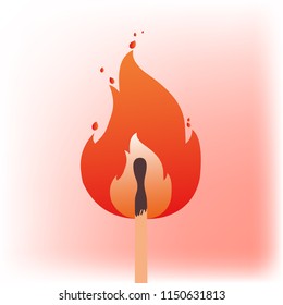 Burning match with sparks