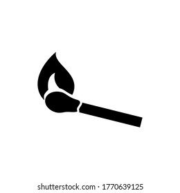 Burning Match Stick, Ablaze Matchstick. Flat Vector Icon illustration. Simple black symbol on white background. Burning Match Stick, Arson Matchstick sign design template for web and mobile UI element