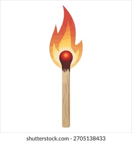 Palillo ardiente del partido con el Arte vectorial brillante de la llama aislado en el fondo blanco
