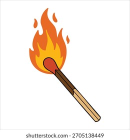 Palillo ardiente del partido con el Arte vectorial brillante de la llama aislado en el fondo blanco
