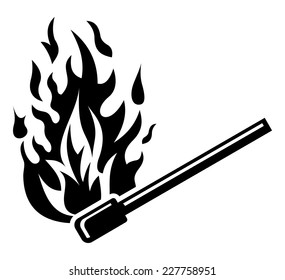 Burning match stick - fire sign