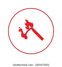 Burning match stick flame icon | Circle version icon |
