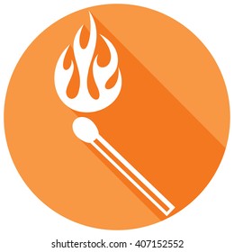 burning match stick flat icon