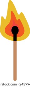 Burning match stick. Hot fire flame icon