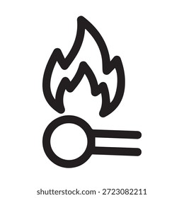 Ilustración vectorial de icono de palo de fósforo en llamas.