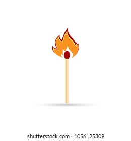 Burning Match Stick Illustration. Match With Fire