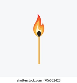 Burning Match Stick Illustration. Match With Fire