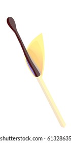 Burning match stick on a white background, vector illustration