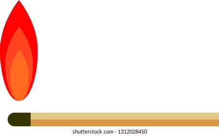 Burning match stick, vector artwork EPS 10