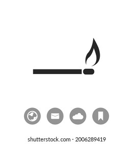 Burning match vector black simple icon