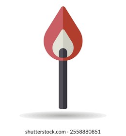 Burning match vector icon. Barbecue and bbq grill sign. Graph symbol for cooking web site and apps design, logo, app, UI