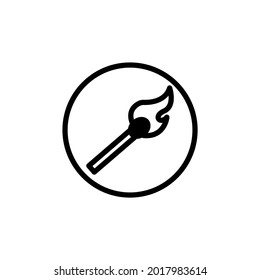 Burning match vector icon on white background.