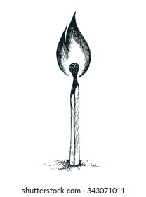burning Match, vector illustration