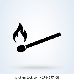 burning match. vector Simple modern icon design illustration.