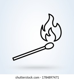 burning match. vector Simple modern icon design illustration.