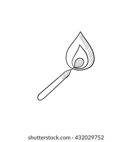 Burning match vector sketch icon isolated on background. Hand drawn Burning match icon. Burning match sketch icon for infographic, website or app.