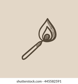 Burning match vector sketch icon isolated on background. Hand drawn Burning match icon. Burning match sketch icon for infographic, website or app.