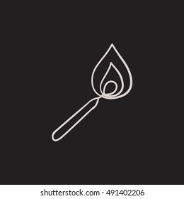 Burning match vector sketch icon isolated on background. Hand drawn Burning match icon. Burning match sketch icon for infographic, website or app.