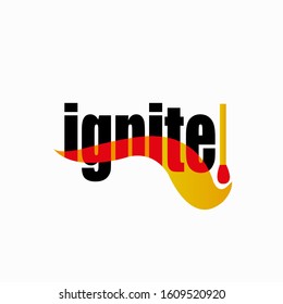 Burning matches typographic logo.Bright fire shape vector illustration isolated on light background.Hot, colorful symbol.Ignition element.Flame graphic sign.Lettering icon.