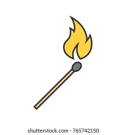 Burning Matchstick Color Icon. Arson. Isolated Vector Illustration