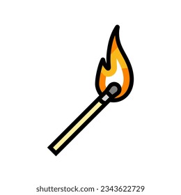 burning matchstick color icon vector. burning matchstick sign. isolated symbol illustration