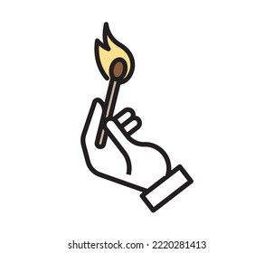 burning Matchstick Danger Symbol Vector Illustration