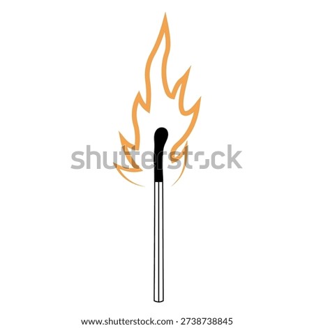 Burning matchstick flame icon symbolizing energy ignition, creativity, dange