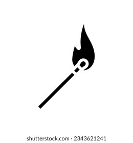 Brennen eines Streichholzmarkensymbols Vektorgrafik. brennendes Streichholzzeichen. einzelne Symbolillustration