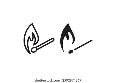 Burning matchstick icon in black and white Vector