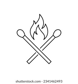 Burning matchstick icon design. Matchstick icon. isolated on white background. vector illustration