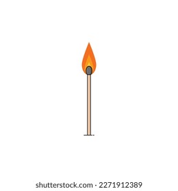 Burning matchstick isolated vector graphics