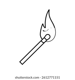 burning matchstick line icon vector. burning matchstick sign. isolated contour symbol black illustration