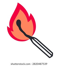 Burning matchstick vector illustration
