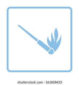 Burning matchstik icon. Blue frame design. Vector illustration.
